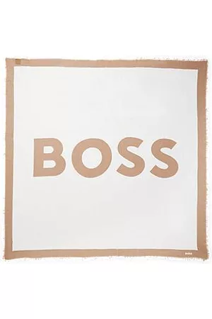 HUGO BOSS Donna Sciarpe - Sciarpa quadrata con logo stampato di grandi dimensioni