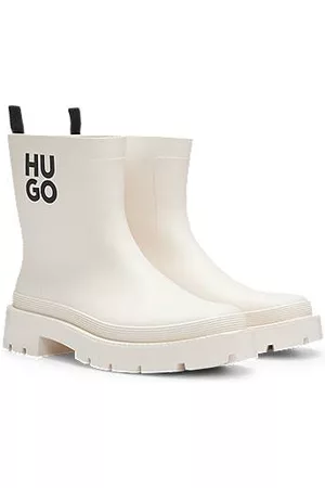 HUGO BOSS Donna Stivali di gomma - Stivali da pioggia gommati con logo scomposto a contrasto