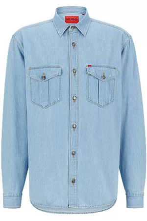HUGO BOSS Uomo Camicie casual - Camicia relaxed fit in denim di cotone effetto scolorito