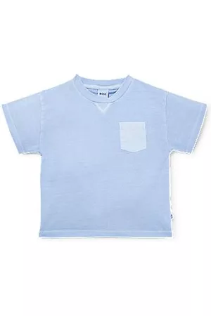 HUGO BOSS Bambino T-shirt a maniche corte - T-shirt per bambini in cotone effetto sbiadito con logo ricamato