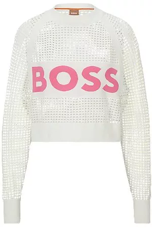 HUGO BOSS Donna Maglioni - Maglione relaxed fit con logo e lavorazione traforata