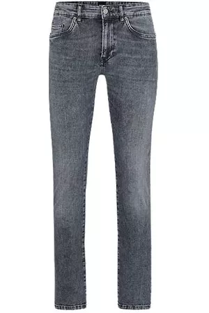 HUGO BOSS Uomo Jeans slim & sigaretta - Jeans slim fit in denim elasticizzato italiano grigio stone-washed