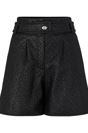 HUGO BOSS Donna Pantaloncini - Shorts relaxed fit in similpelle con monogramma goffrato