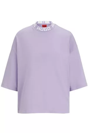 HUGO BOSS Donna T-shirt con logo - T-shirt relaxed fit in jersey di cotone con colletto con logo