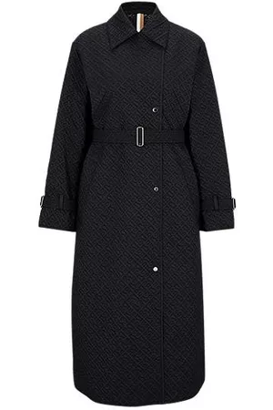 HUGO BOSS Donna Soprabiti - Cappotto idrorepellente in materiale con loghi trapuntati e cintura regolabile