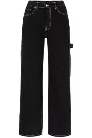 HUGO BOSS Donna Jeans a zampa & bootcut - Jeans relaxed fit in denim rigido nero