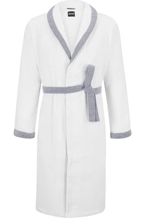 HUGO BOSS Vestaglia in velluto di cotone con logo ricamato