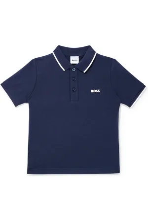 HUGO BOSS Polo per bambini in piqué di cotone con logo stampato