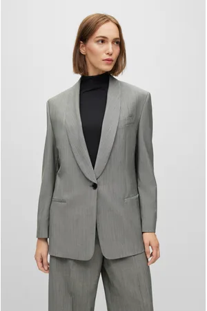 Giacca blazer in misto lana con paillettes Donna, Grigio