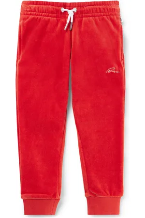 HUGO BOSS Pantaloni della tuta per bambini in velluto di misto cotone con logo ricamato