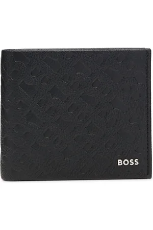 BOSS - Portatessere in pelle martellata con monogrammi goffrati