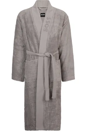 HUGO BOSS Vestaglia in cotone a fibra lunga con revers con logo
