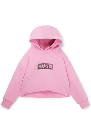 HUGO BOSS Felpa con cappuccio per bambini in pile con grafica con logo