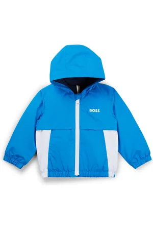 HUGO BOSS Giacca a vento per bambini a blocchi di colore con stampa a monogrammi nascosta