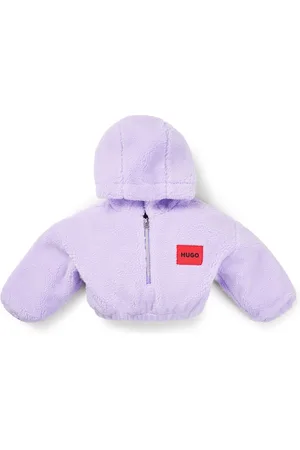HUGO BOSS Felpa con cappuccio per bambini in sherpa con logo ricamato sulla parte posteriore