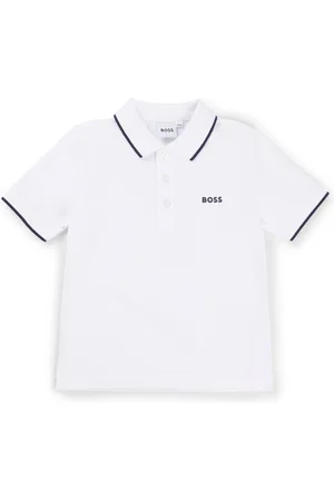 HUGO BOSS Polo per bambini in piqué di cotone con logo stampato