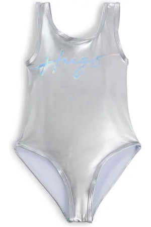 HUGO BOSS Costume da bagno da bambina effetto specchiato con logo metallizzato