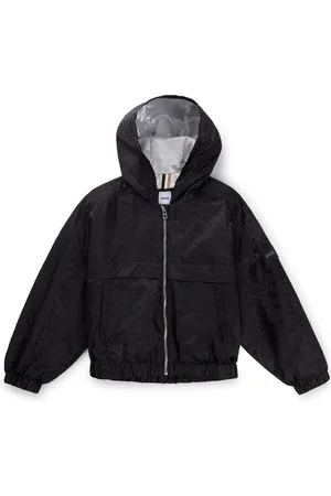 HUGO BOSS Giacca a vento con cappuccio per bambini con motivo con monogramma