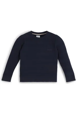 HUGO BOSS Maglione per bambini in cotone con motivo con cuciture jacquard