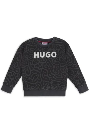 HUGO BOSS Felpa per bambini con stampa animalier e zip posteriore