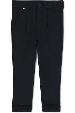 HUGO BOSS Pantaloni eleganti per bambini in tessuto elasticizzato con dettagli tipici del marchio