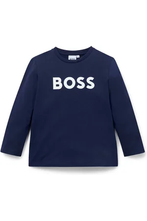HUGO BOSS Maglia a maniche lunghe per bambini in cotone con logo a contrasto