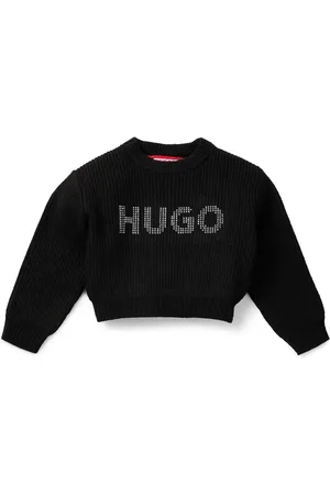 HUGO BOSS Maglione corto per bambini con logo borchiato