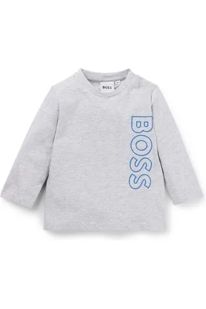 HUGO BOSS Maglia a maniche lunghe per bambini in cotone con logo verticale