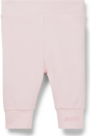 HUGO BOSS Leggings per neonati in cotone elasticizzato con logo stampato sull