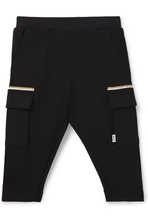 HUGO BOSS Pantaloni cargo per bambini in piqué elasticizzato con etichetta con logo