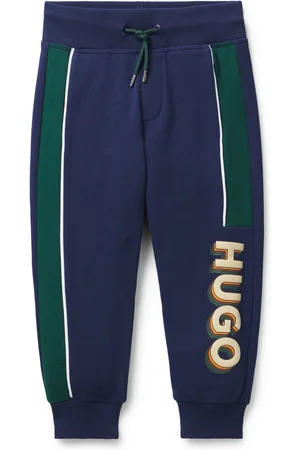 HUGO BOSS Pantaloni della tuta per bambini in misto cotone con profili e logo