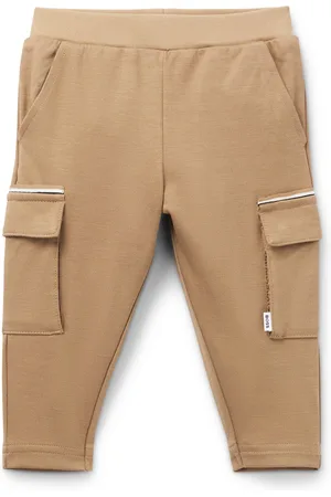 HUGO BOSS Pantaloni cargo per bambini in piqué elasticizzato con etichetta con logo
