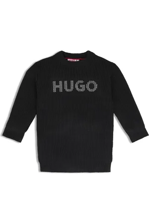 HUGO BOSS Vestito stile maglione da bambina con logo borchiato