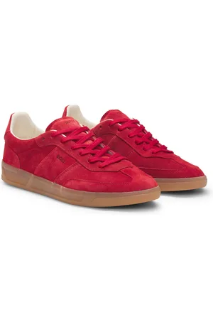HUGO BOSS Sneakers stringate in pelle scamosciata con logo