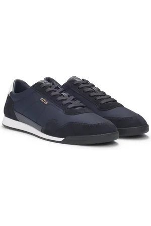 HUGO BOSS Sneakers stringate in materiali misti con rifiniture in pelle scamosciata