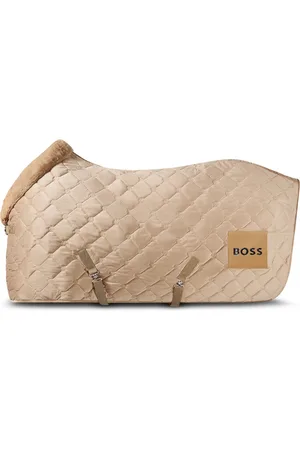 HUGO BOSS Coperta da equitazione in velluto con dettagli in pelle di pecora sintetica