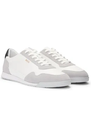 HUGO BOSS Sneakers stringate in materiali misti con rifiniture in pelle scamosciata