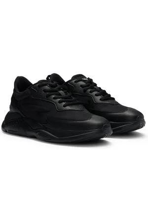 HUGO BOSS Sneakers stringate in materiali misti con logo sul tallone
