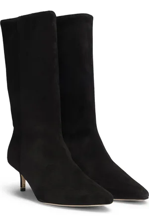 HUGO BOSS Stivali in pelle scamosciata con monogramma Double B