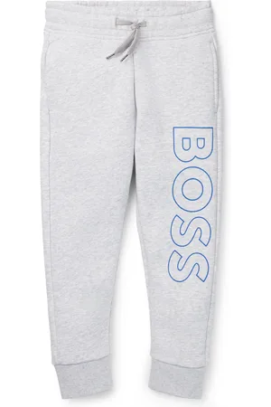 HUGO BOSS Pantaloni della tuta per bambini in misto cotone con stampa del logo verticale