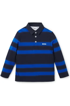 HUGO BOSS Polo a maniche lunghe per bambini con righe e logo