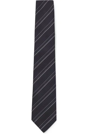 HUGO BOSS Cravatta con righe diagonali in seta-cotone jacquard realizzato in Italia