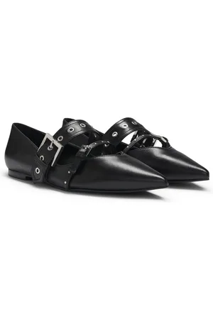 HUGO BOSS Ballerine in nappa con cinturini con fibbia