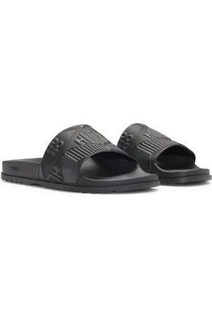 HUGO BOSS Sandali slider realizzati in Italia con loghi misti
