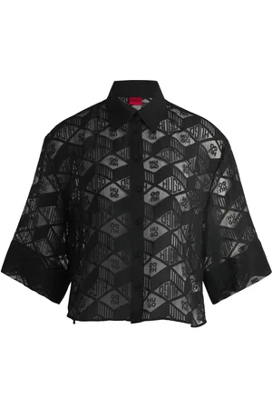 HUGO BOSS Camicetta regular fit in chiffon con logo stampato all-over