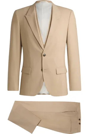 HUGO BOSS Abito tre pezzi slim fit in tessuto elasticizzato effetto mohair