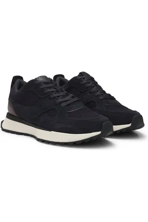 HUGO BOSS Sneakers con rifiniture in maglia e pelle brunita