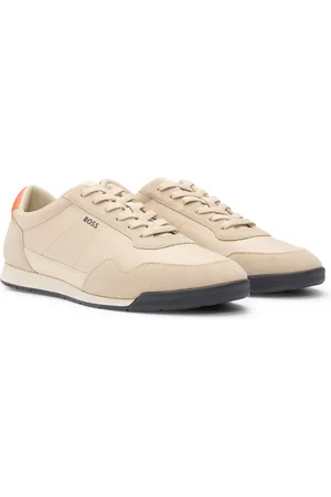 HUGO BOSS Sneakers stringate in materiali misti con rifiniture in pelle scamosciata