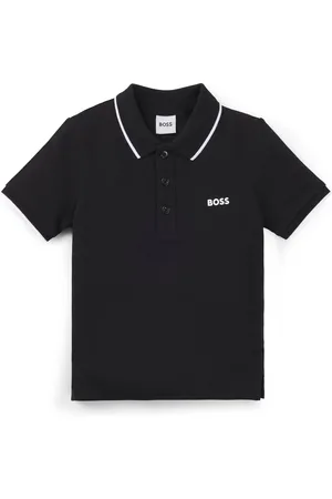 HUGO BOSS Polo per bambini in piqué di cotone con logo stampato