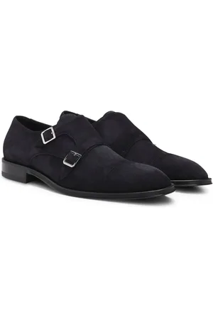 HUGO BOSS Scarpe double monk in pelle scamosciata